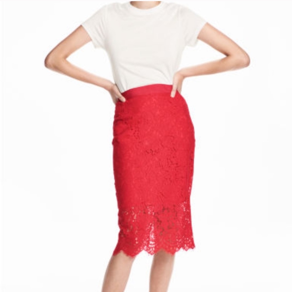 H&M Lace Red Skirt